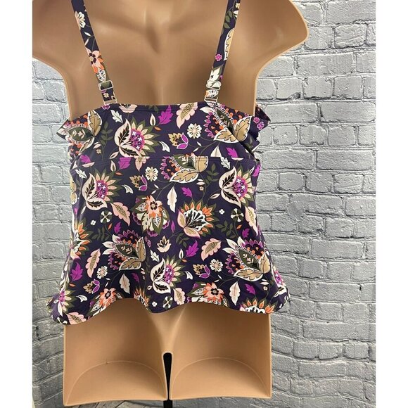 Lands' End Floral Print Tankini Top  Ruched Sides & Adjustable Straps 22w - Picture 6 of 8